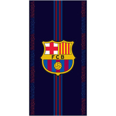 FC Barcelona Towel NV LKT Sport Large soft to touch 100% cotton velour beach towelFeaturing red & blue central stripes, Barca text repeat design and large FCB crestOfficial licensed productApprox 140cm x 70cm (55in x 28in) Beach Towels