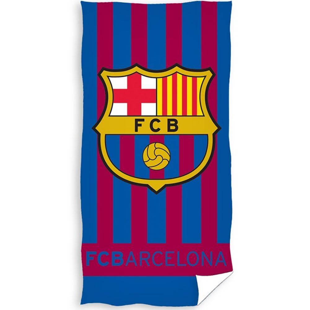 FC Barcelona Towel ST LKT Sport Large soft to touch 100% cotton velour beach towelFeatures a stripe design with a large full colour club crestOfficial licensed productApprox 140cm x 70cm (55in x 28in) Beach Towels