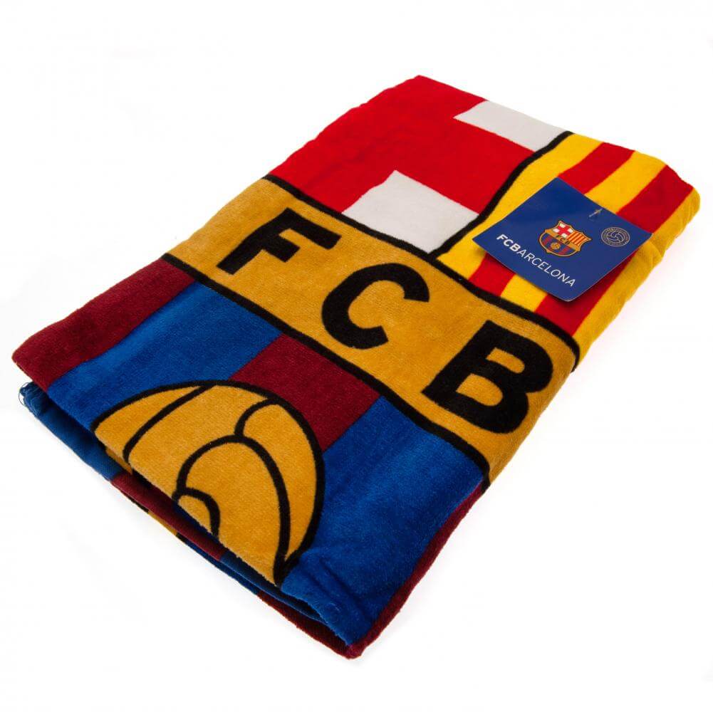 FC Barcelona Towel ST LKT Sport Large soft to touch 100% cotton velour beach towelFeatures a stripe design with a large full colour club crestOfficial licensed productApprox 140cm x 70cm (55in x 28in) Beach Towels