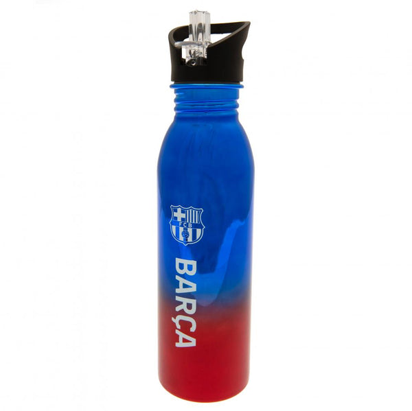 FC Barcelona UV Metallic Drinks Bottle LKT Sport Stainless steel fade metallic camping style water bottleStriking UV metallic finish with white Barca crest and textScrew top lid with a closable clear drinking spoutOfficial licensed productApprox 700ml (24