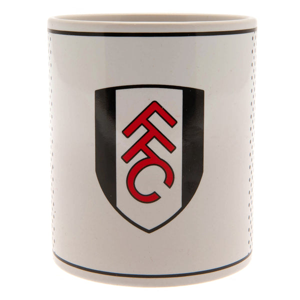 Fulham FC Fade Mug LKT Sport Ceramic everyday coffee mugFade design featuring Fulham text and club crestGlazed kiln fired finish with white handleOfficial licensed productApprox 315ml (11oz)Approx 9cm tall, 8cm in diameter Mugs