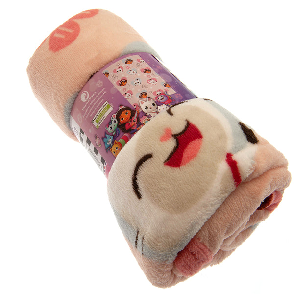 Gabby's Dollhouse Fleece Blanket LKT Sport Luxury soft feel 100% polyester fleece blanketBright and colourful design featuring Gabby and Pandy Paws in a hearts and stars designOfficial licensed productApprox 150cm x 100cm Throw Blankets