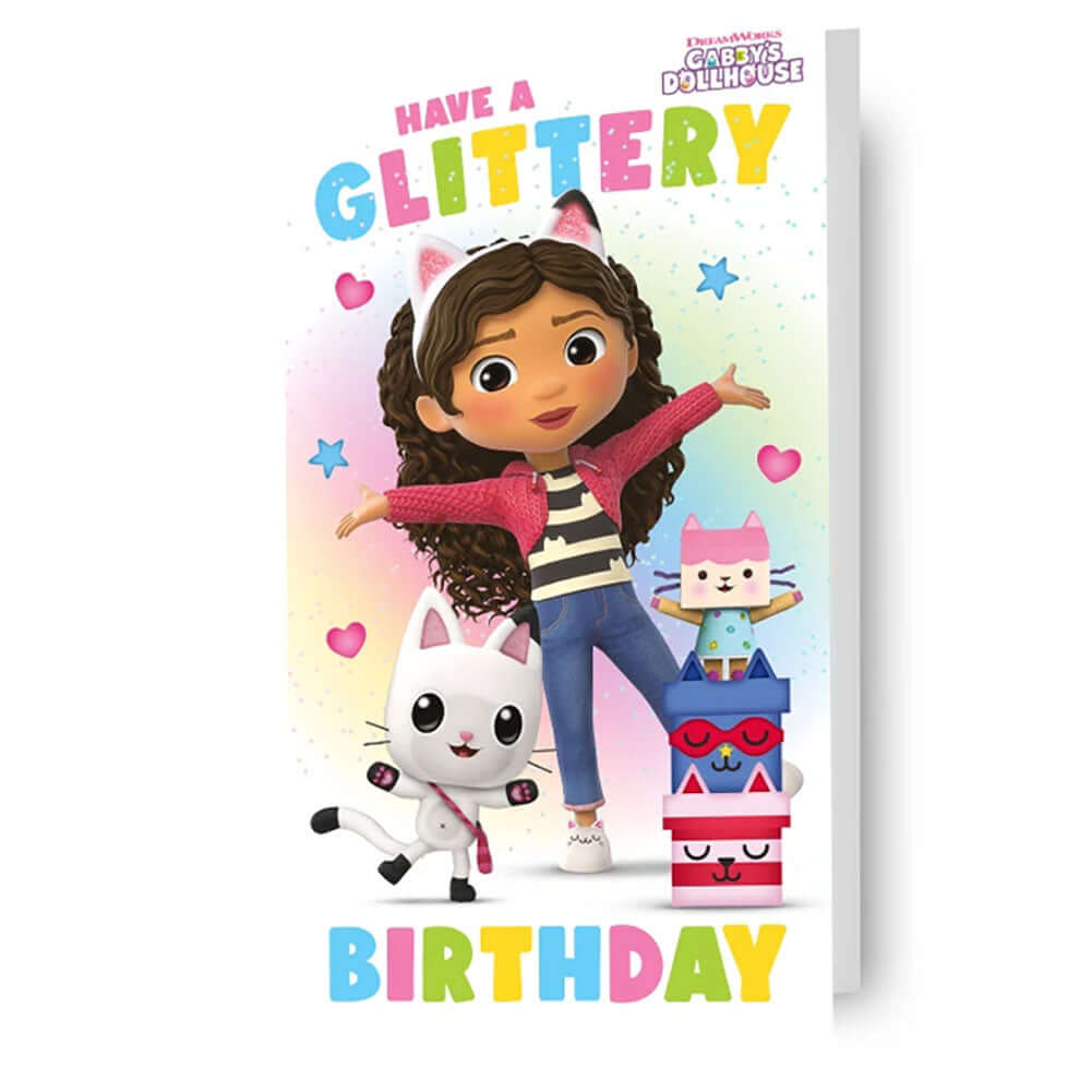 Gabby's Dollhouse Glittery Birthday Card LKT Sport Entertainment>TV Series>Gabby's Dollhouse Greeting Cards