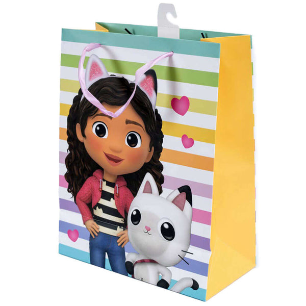 Gabby's Dollhouse Medium Gift Bag LKT Sport Medium sized multi colour gift bag and tagFeaturing Gabby and Pandy PawsWith woven string handlesOfficial licensed productApprox 33cm x 26cm Gift Bags