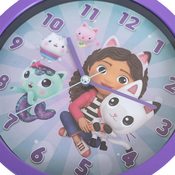 Gabby's Dollhouse Wall Clock LKT Sport Colourful hanging wall clock featuring Gabby, Pandy, Cakey, Mercat and Kitty Fairy on the faceDurable plastic case with a clear font and modern quartz movementRequires x1 AA Battery (not included)Official licensed pr