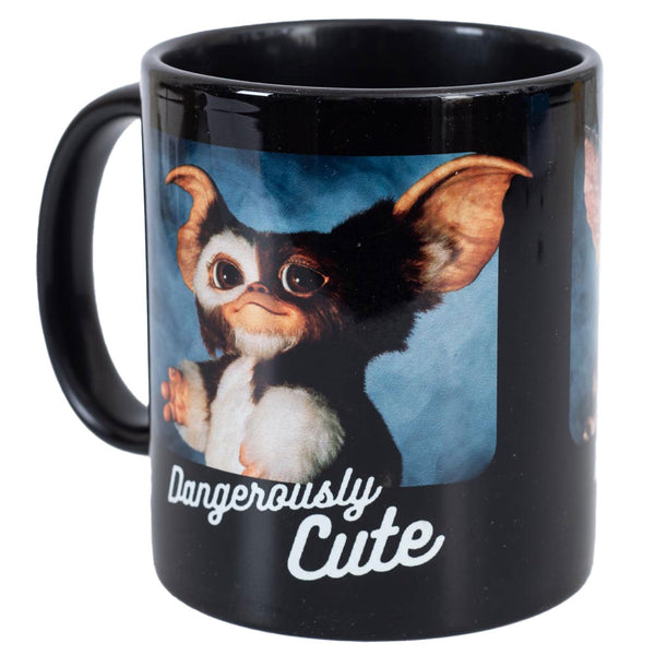 Gremlins Dangerously Cute Mug LKT Sport Ceramic everyday coffee mugBlack mug with two images of the 'Dangerously Cute' GremlinsGlazed kiln fired finishOfficial licensed productApprox 315ml (11oz)Approx 9cm tall, 8cm in diameter Mugs
