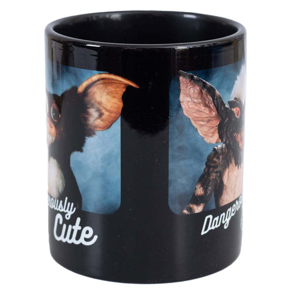 Gremlins Dangerously Cute Mug LKT Sport Ceramic everyday coffee mugBlack mug with two images of the 'Dangerously Cute' GremlinsGlazed kiln fired finishOfficial licensed productApprox 315ml (11oz)Approx 9cm tall, 8cm in diameter Mugs