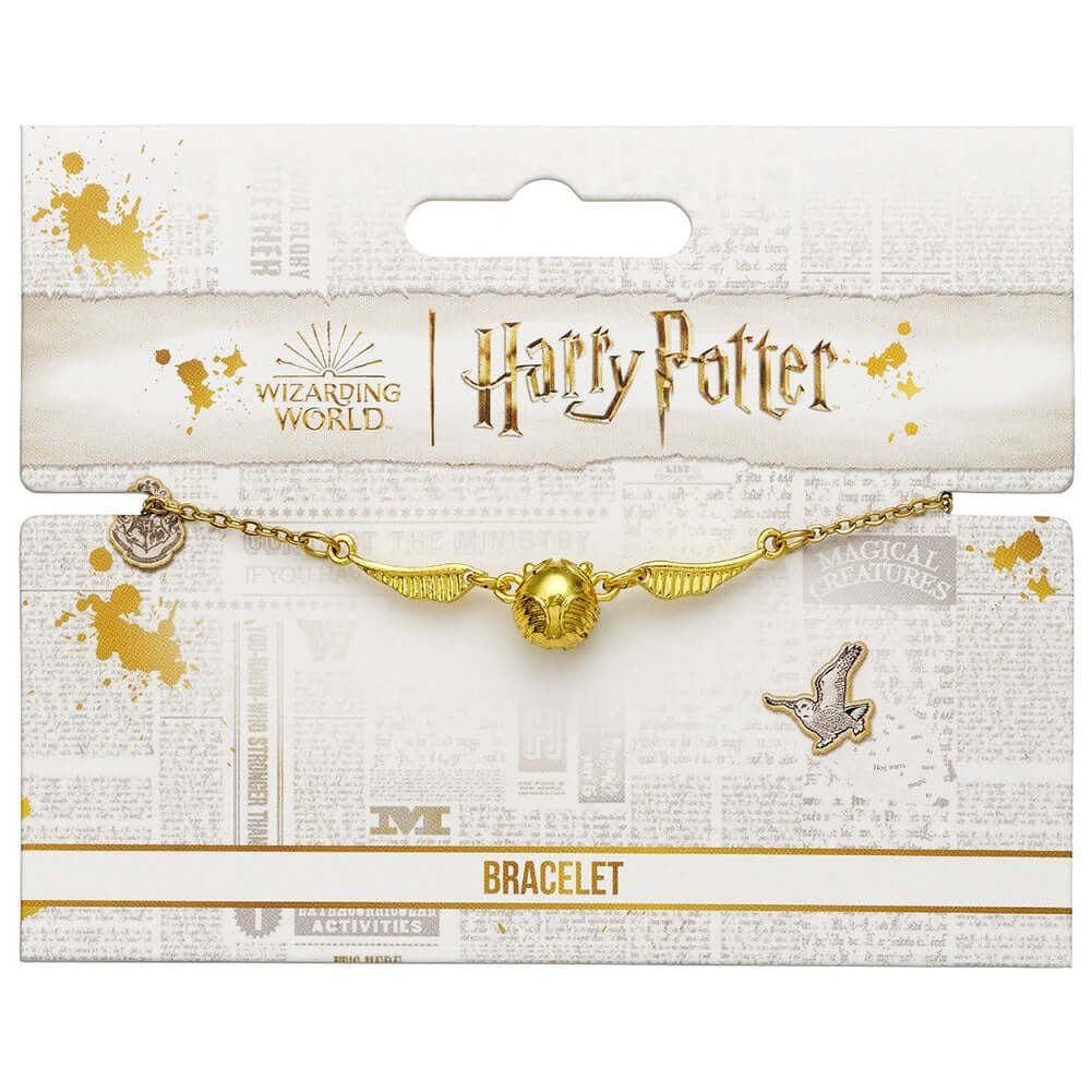 Harry Potter 3D Golden Snitch Bracelet LKT Sport Intricately designed, 3D Golden Snitch Bracelet with lobster clasp fasteningWith a fixed Golden Snitch in the middle, and moveable wings on either sideIncludes an adjustable extender chainOfficial licensed
