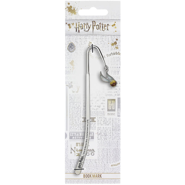 Harry Potter Bookmark Golden Snitch LKT Sport Sleek silver plated bookmark with hanging charm Features the iconic quidditch game deciding Golden Snitch charm Official licensed product Bookmark approx 14cm Charm approx 15mm On a backing card Bookmarks