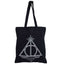 Harry Potter Deathly Hallows Canvas Tote Bag LKT Sport Black canvas tote bag featuring the Deathly Hallows sign in whiteMade from 100% Cotton canvas materialOfficial licensed productApprox 41cm x 37cm Tote Bags