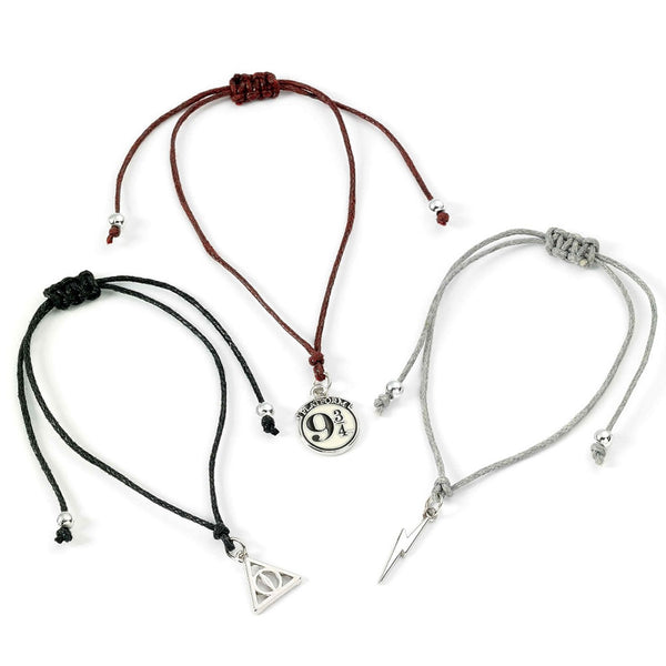 Harry Potter Deathly Hallows Friendship Bracelet Set LKT Sport Set of three colourful and quaint friendship braceletsEach bracelet includes a bespoke charm in-keeping with the Deathly Hallows themeGreat choice of bracelets for sharing amongst friendsOffic
