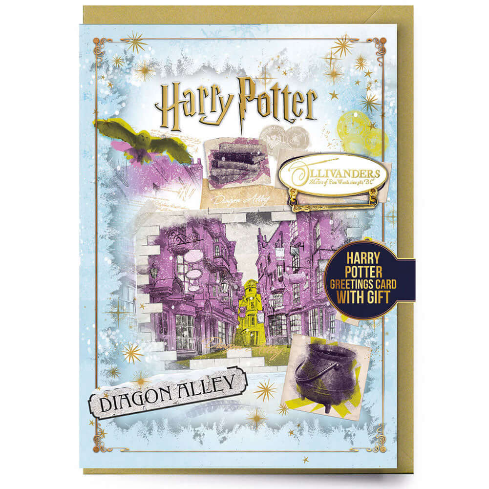 Harry Potter Diagon Alley Greetings Card with Badge LKT Sport Entertainment>Movies>Harry Potter Greeting Cards