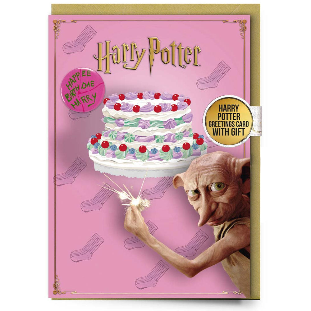 Harry Potter Dobby Greetings Card with Badge LKT Sport Entertainment>Movies>Harry Potter Greeting Cards