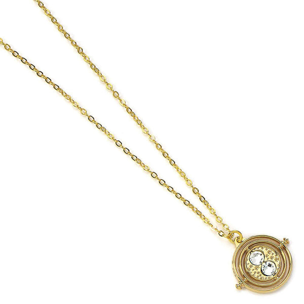 Harry Potter Gold Plated Fixed Time Turner Necklace LKT Sport Time Turner fixed charm on a gold plated necklaceSnake necklace with a 6cm (2.5in) extender chainOfficial licensed productNecklace approx 40cm (16in)Pendant approx 30mm x 20mm Necklaces