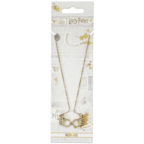 Harry Potter Gold Plated Luna Spectrespecs Necklace LKT Sport Luna Lovegood Spectrospecs charm on a gold plated necklaceSnake necklace with a 6cm (2.5in) extender chainOfficial licensed productNecklace approx 40cm (16in)Pendant approx 10mm x 35mm Necklace