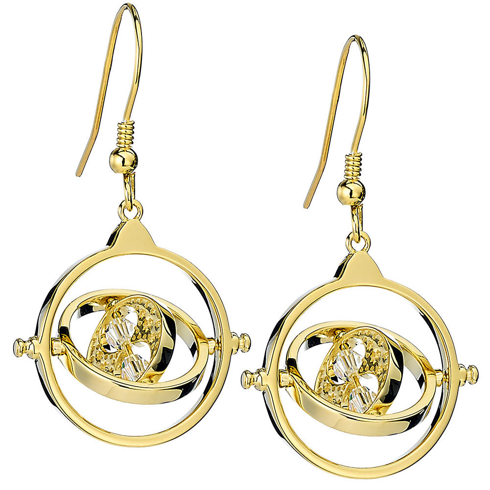 Harry Potter Gold Plated Time Turner Crystal Hook Earrings LKT Sport Entertainment>Movies>Harry Potter Earrings