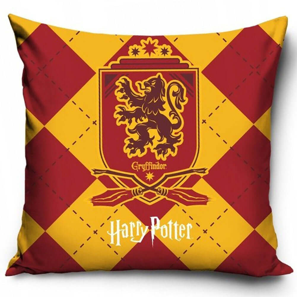 Harry Potter Gyffindor Velvet Feel Cushion LKT Sport Vibrant red and yellow cushion featuring the Gryffindor crestDesign repeated on the reverse100% Polyester, spot cleanOfficial licensed productApprox 40cm x 40cm Chair & Sofa Cushions