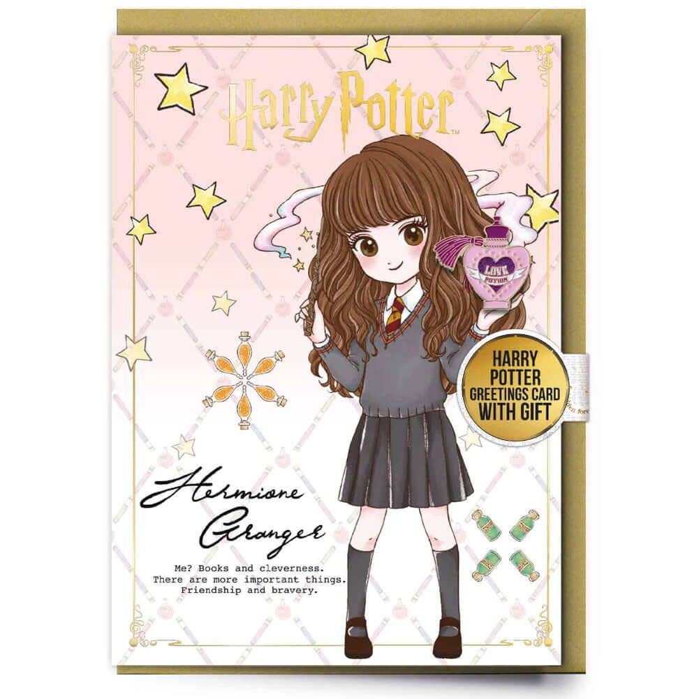 Harry Potter Hemione Greetings Card with Badge LKT Sport Entertainment>Movies>Harry Potter Greeting Cards
