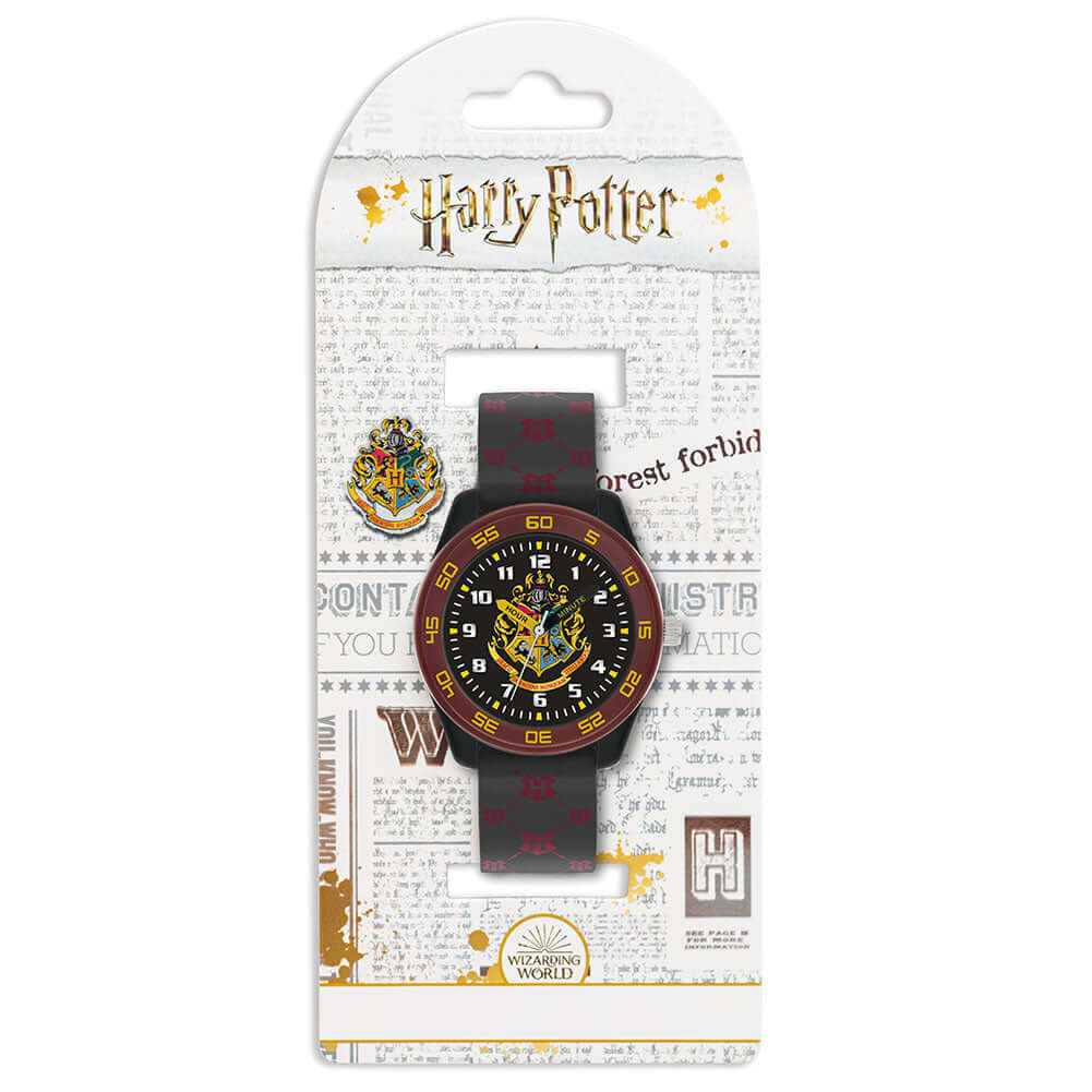 Harry Potter Hogwarts Junior Time Teacher Watch LKT Sport Junior analogue watch with easy read numbers and time teacher handsFeaturing a the Hogwarts crest on the dial in metal casingSilicone strap with traditional buckle fasteningManufacturer's 1 year gu
