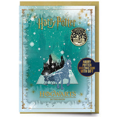 Harry Potter Hogwarts Winter Greetings Card with Badge LKT Sport Entertainment>Movies>Harry Potter Greeting Cards