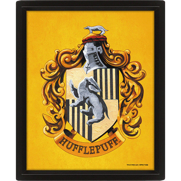 Harry Potter Hufflepuff Framed 3D Picture LKT Sport Features a moving image of the Hufflepuff House crest and the Hogwarts crestThis awesome 3D lenticular design gives you two images in oneComes ready to hang in a stylish black frameOfficial licensed prod