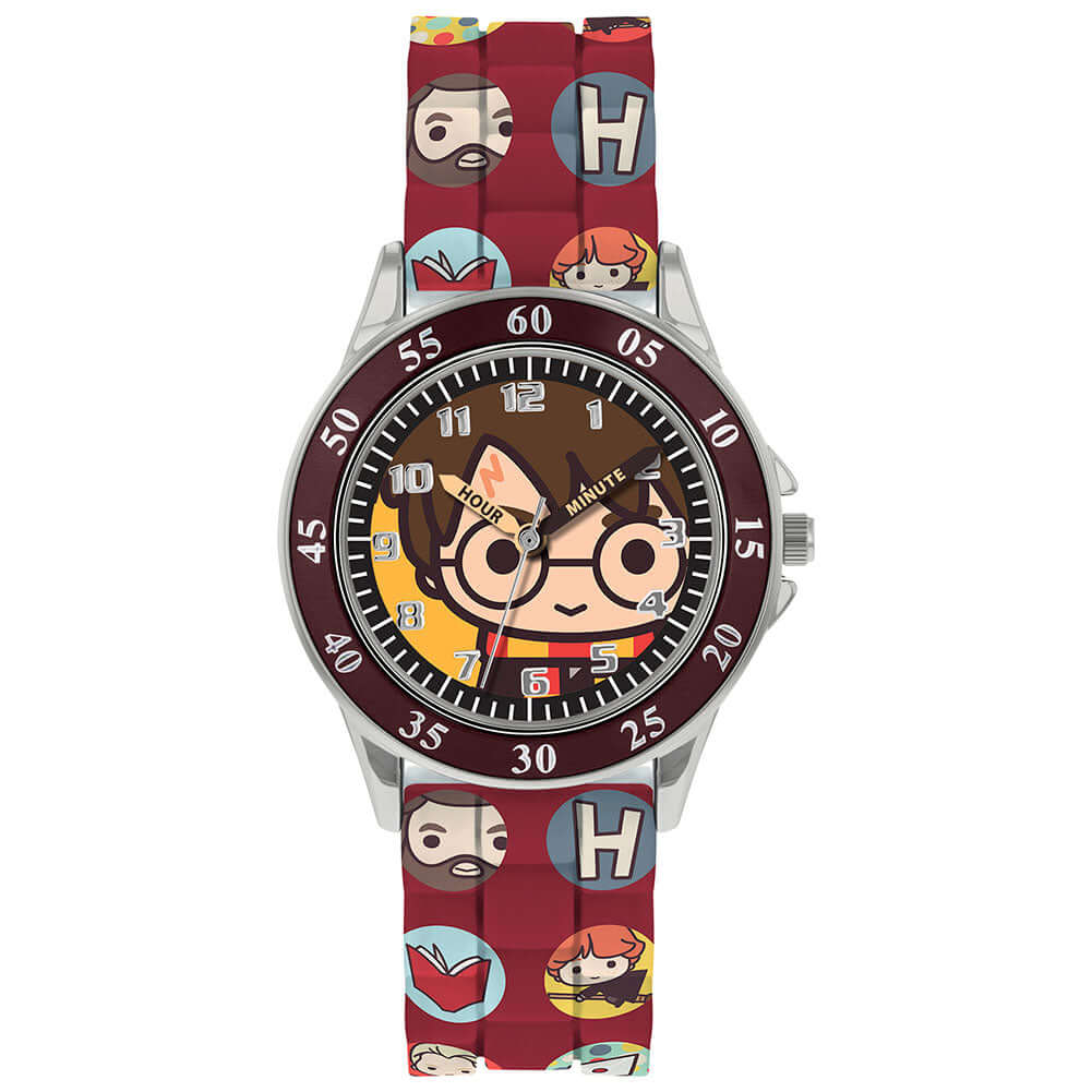 Harry Potter Junior Time Teacher Watch LKT Sport Junior analogue watch with easy read numbers and time teacher handsFeaturing a Chibi Harry dial in metal casingSilicone strap with traditional buckle fasteningManufacturer's 1 year guaranteeOfficial license Main image