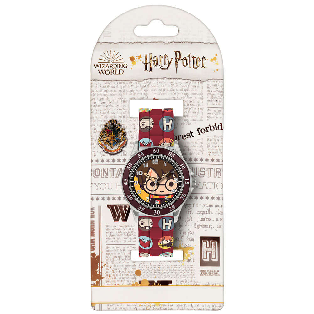 Harry Potter Junior Time Teacher Watch LKT Sport Junior analogue watch with easy read numbers and time teacher handsFeaturing a Chibi Harry dial in metal casingSilicone strap with traditional buckle fasteningManufacturer's 1 year guaranteeOfficial license
