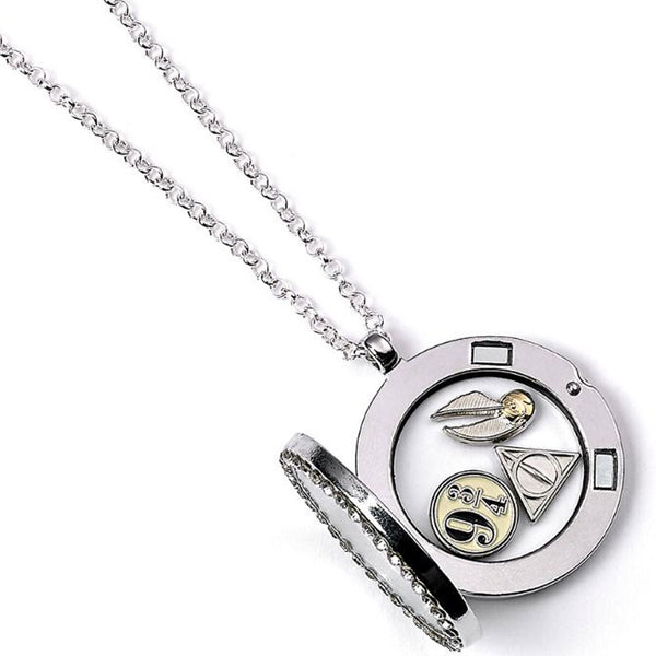 Harry Potter Silver Plated Charm Locket Necklace LKT Sport A window locket with floating 9 & 3 Quarters, Deathly Hallows and Golden Snitch charmsSilver plated alloy and glass crystal decorationOfficial licensed productNecklace approx 85cm (33in)Pendant ap