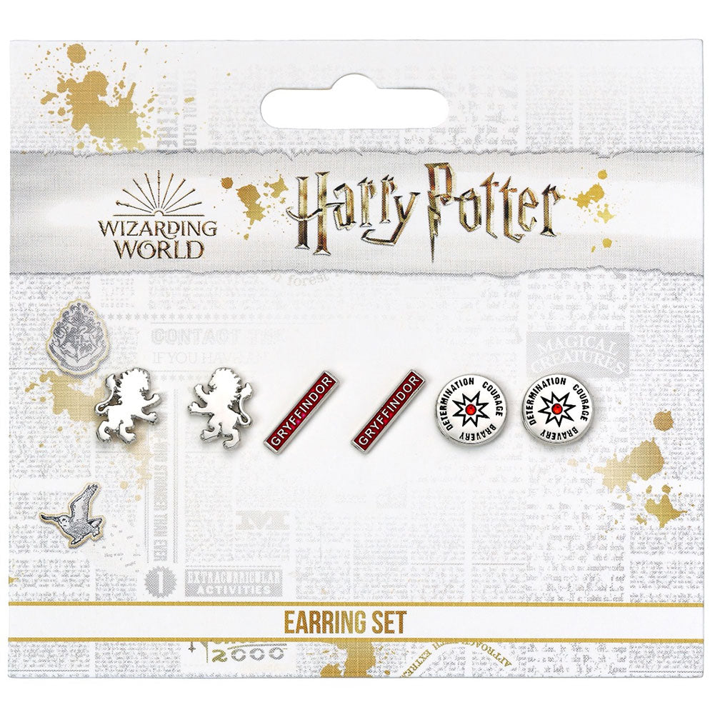 Harry Potter Silver Plated Gryffindor Stud Earring Set LKT Sport Entertainment>Movies>Harry Potter Earrings