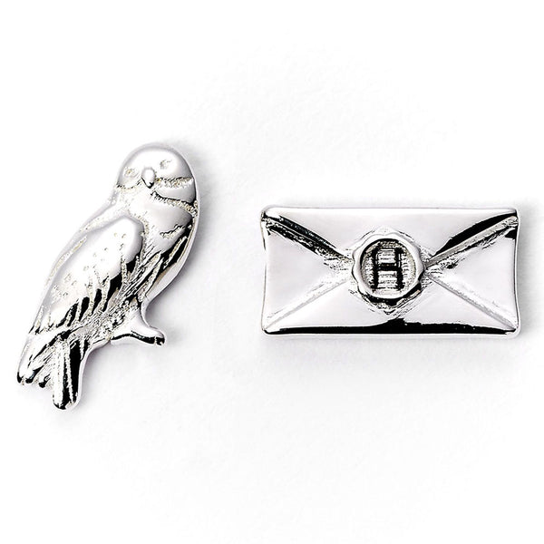 Harry Potter Silver Plated Hedwig Owl & Letter Stud Earrings LKT Sport Silver plated stud earrings set with highly detailed design Harry Potter's loyal pet owl and the Hogwarts Acceptance Letter on earring studs Official licensed product Approx 10mm x 10m