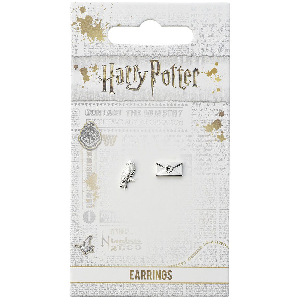 Harry Potter Silver Plated Hedwig Owl & Letter Stud Earrings LKT Sport Entertainment>Movies>Harry Potter Earrings