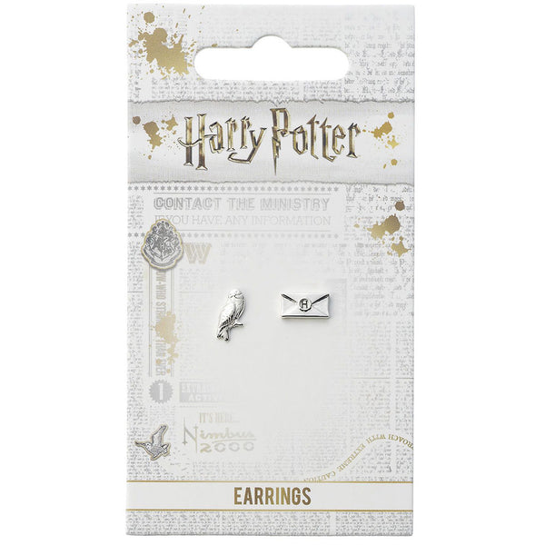 Harry Potter Silver Plated Hedwig Owl & Letter Stud Earrings LKT Sport Silver plated stud earrings set with highly detailed design Harry Potter's loyal pet owl and the Hogwarts Acceptance Letter on earring studs Official licensed product Approx 10mm x 10m