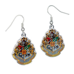 Harry Potter Silver Plated Hogwarts Crest Hook Earrings LKT Sport Entertainment>Movies>Harry Potter Earrings