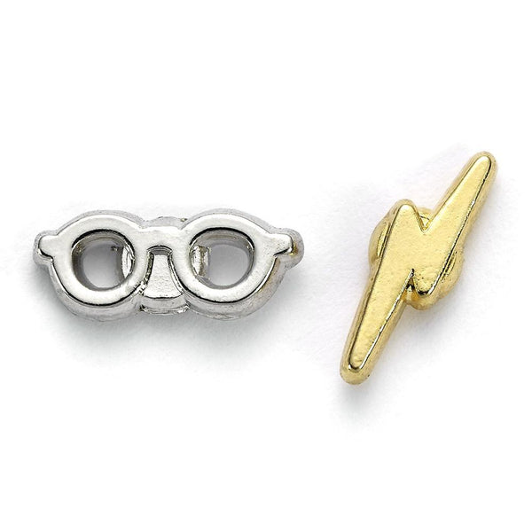 Harry Potter Silver Plated Lightning Bolt & Glasses Stud Earrings LKT Sport Silver plated stud earrings with highly detailed design Silver plated Harry Potter glasses and gold plated lightning bolt on earring studs Official licensed product Each earring a
