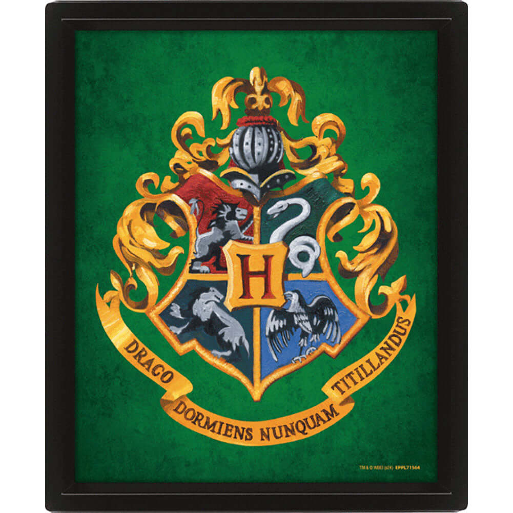 Harry Potter Slytherin Framed 3D Picture LKT Sport Features a moving image of the Slytherin House crest and the Hogwarts crestThis awesome 3D lenticular design gives you two images in oneComes ready to hang in a stylish black frameOfficial licensed produc
