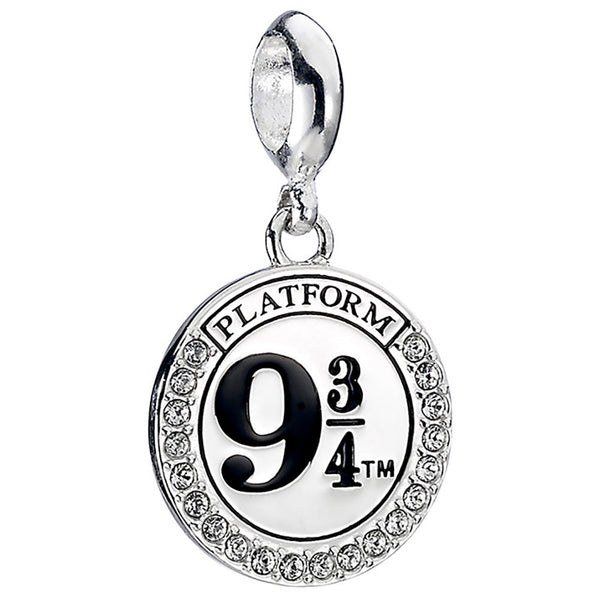 Harry Potter Sterling Silver Crystal Charm 9 & 3 Quarters LKT Sport Sterling silver slider charm with highly detailed design Featuring the famous Platform 9 & 3 quarters sign embellished with crystals Universal sized charm compatible with most charm brace