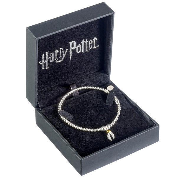 Harry Potter Sterling Silver Golden Snitch Crystal Bracelet LKT Sport Sterling silver ball bead bracelet with a Golden Snitch charm The charm is embellished with crystals Official licensed product Stretch fit bracelet approx. 18cm Charm approx 12mm x 8mm