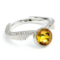 Harry Potter Sterling Silver Golden Snitch Crystal Ring Large LKT Sport Entertainment>Movies>Harry Potter Rings