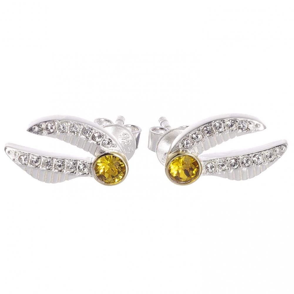 Harry Potter Sterling Silver Golden Snitch Crystal Stud Earrings LKT Sport Entertainment>Movies>Harry Potter Earrings