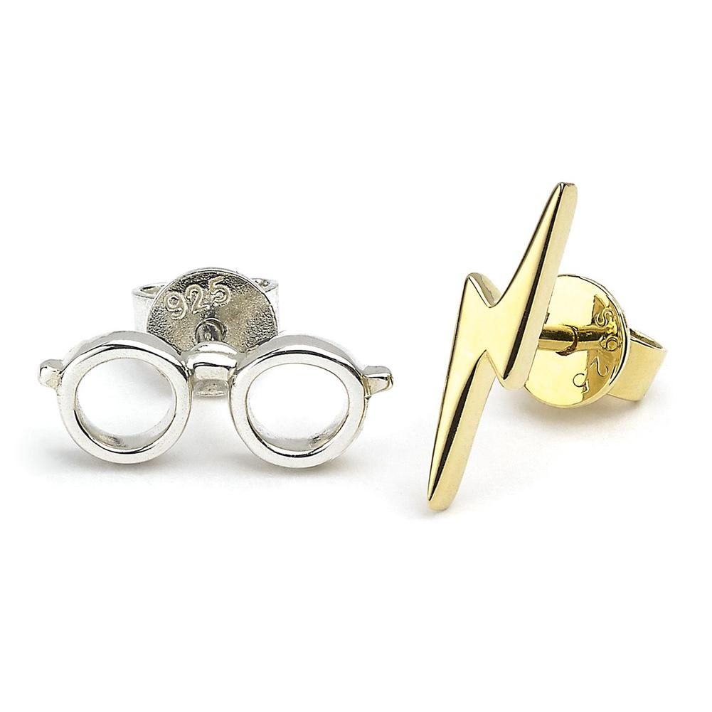 Harry Potter Sterling Silver Lightning Bolt & Glasses Stud Earrings LKT Sport Entertainment>Movies>Harry Potter Earrings