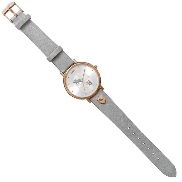 Harry Potter Watch Hufflepuff LKT Sport Ladies analogue watch with a buckle strap The dial features a rose gold plated surround with a unique Hufflepuff design With a grey leather strap and rose gold plated buckle Official licensed product Strap width app