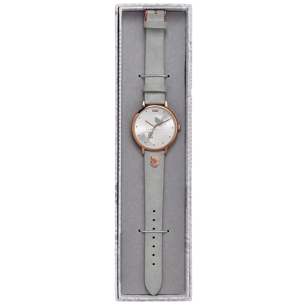 Harry Potter Watch Ravenclaw LKT Sport Ladies analogue watch with a buckle strap The dial features a rose gold plated surround with a unique Ravenclaw design With a grey leather strap and rose gold plated buckle Official licensed product Strap width appro