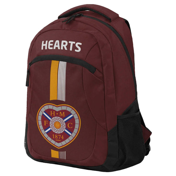 Hearts FC Ultra Action Backpack LKT Sport Ultra design backpack featuring Hearts club crestMain compartment has a large double zipped opening for easy accessInternal elasticated pouch and front zipped pocket2 mesh side pocketsOfficial licensed productAppr