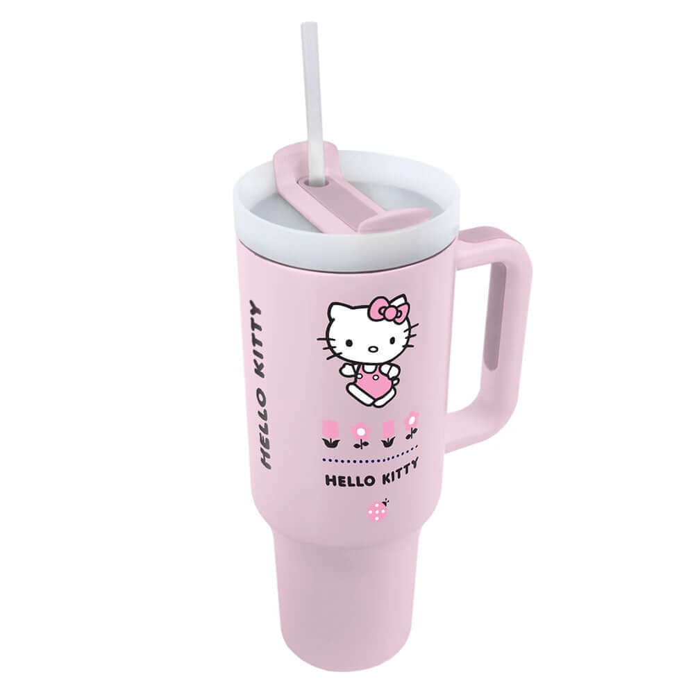Hello Kitty 40oz Tumbler LKT Sport Pastel pink Hello Kitty 40oz thermal tumbler, ideal for all Hello Kitty fans of all agesKeep your drinks hot or cold for hours with double-walled insulationIncludes a soft grip handle for extra comfortWith a sturdy drink