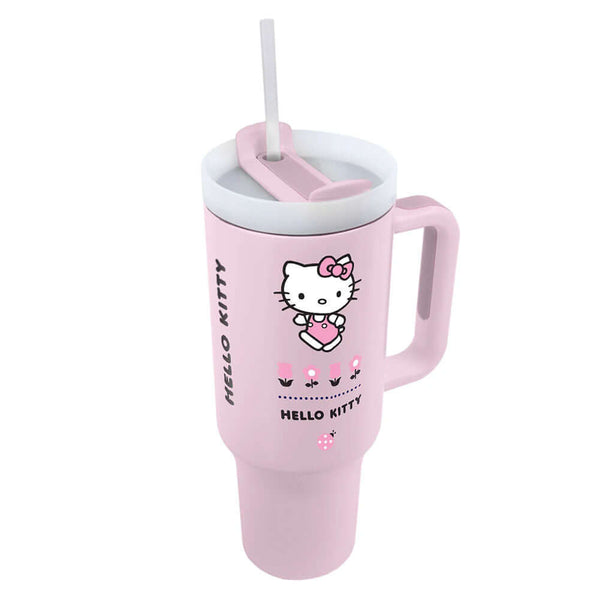 Hello Kitty 40oz Tumbler LKT Sport Pastel pink Hello Kitty 40oz thermal tumbler, ideal for all Hello Kitty fans of all agesKeep your drinks hot or cold for hours with double-walled insulationIncludes a soft grip handle for extra comfortWith a sturdy drink