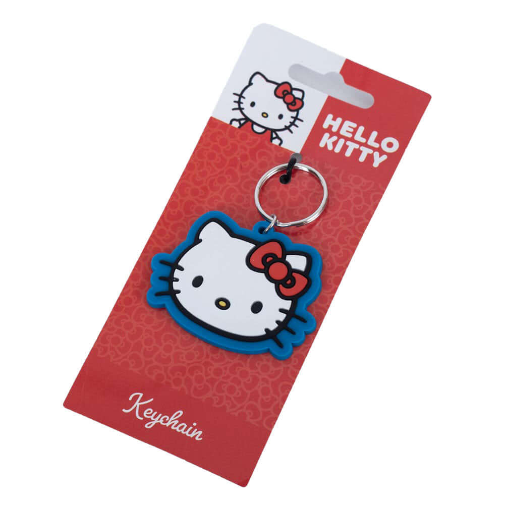 Hello Kitty Face PVC Keyring LKT Sport Soft, durable 5mm thick PVC Keyring with chain and split ringBright, colourful and highly detailedIdeal for attaching to keys, bags, belts and other itemsWipe cleanOfficial licensed productApprox 60mm x 45mm Keychain