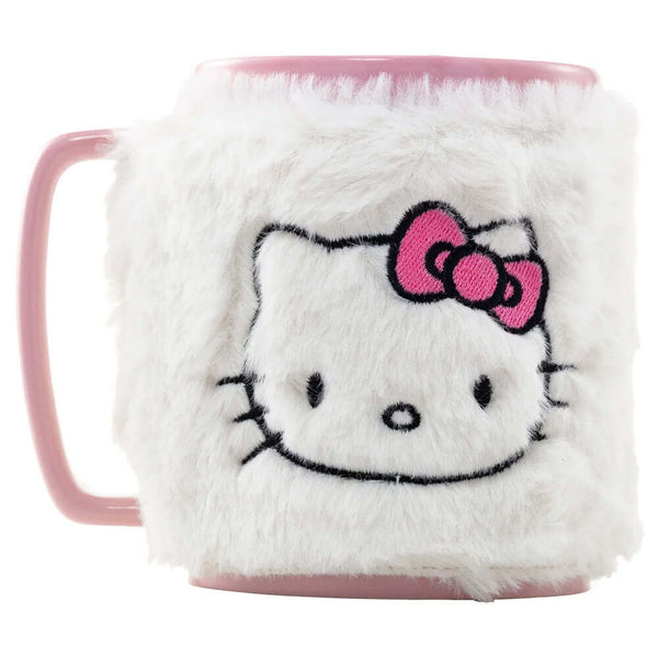 Hello Kitty Fuzzy Mug LKT Sport Enjoy your drink with a touch of Kitty cuteness... this mug combines unique design along with a removable fluffy cover for added comfortThis pastel pink mug includes images of Hello Kitty and her houseThe fluffy cover inclu