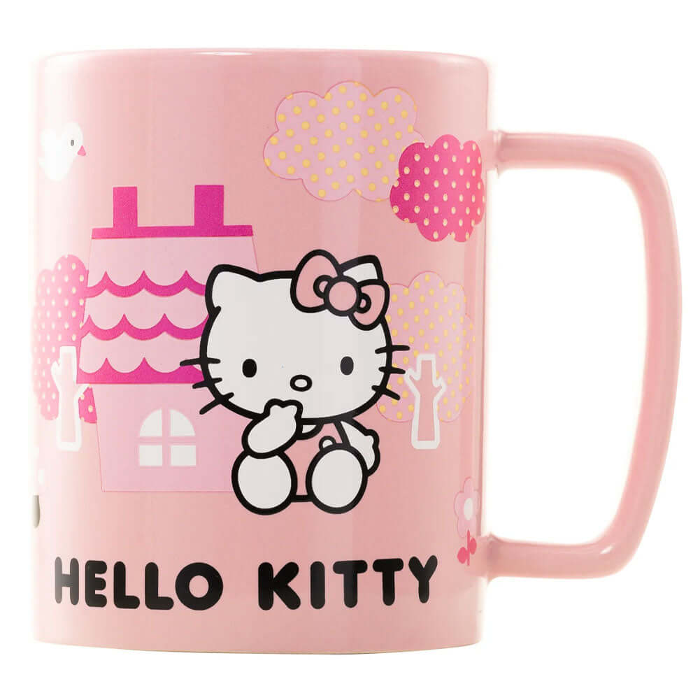 Hello Kitty Fuzzy Mug LKT Sport Enjoy your drink with a touch of Kitty cuteness... this mug combines unique design along with a removable fluffy cover for added comfortThis pastel pink mug includes images of Hello Kitty and her houseThe fluffy cover inclu