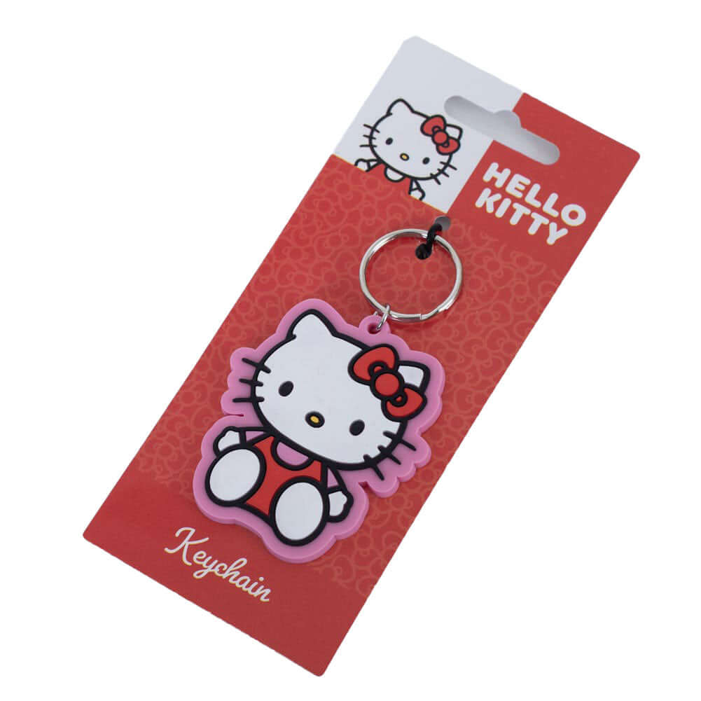 Hello Kitty Pose PVC Keyring LKT Sport Soft, durable 5mm thick PVC Keyring with chain and split ringBright, colourful and highly detailedIdeal for attaching to keys, bags, belts and other itemsWipe cleanOfficial licensed productApprox 60mm x 55mm Keychain