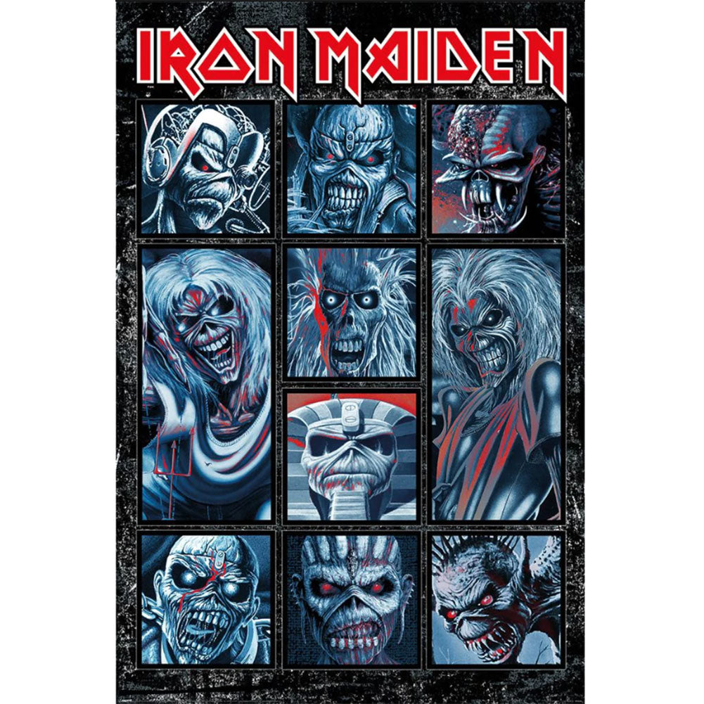 Iron Maiden Poster Ten Eddies 20 LKT Sport Rolled maxi posterFeatures a collage of ten images of the bands mascot Eddie, with Iron Maiden across the topHigh resolution artworkPrinted on 150gsm gloss paperOfficial licensed productApprox 61cm x 91cm Posters